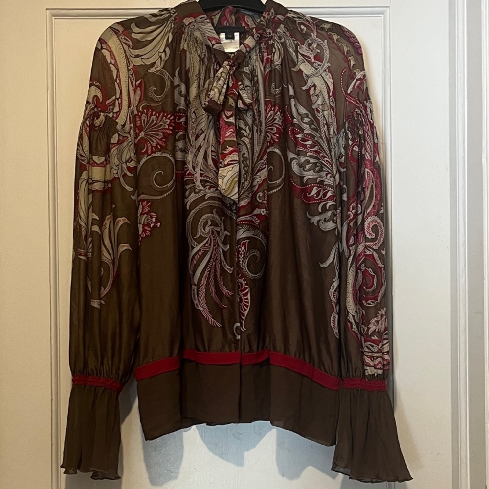 Renato Nucci Silk Blouse in Brown and Red